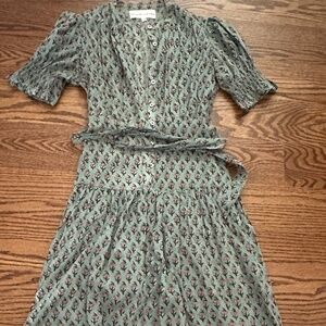 Daughters of India Cotton Midi Dress with belt, Size S